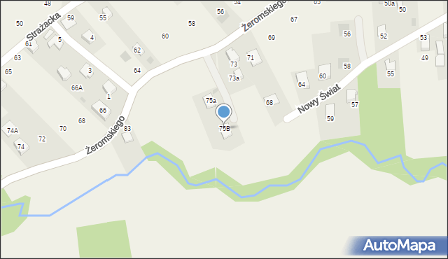 Łodygowice, Żeromskiego Stefana, 75B, mapa Łodygowice