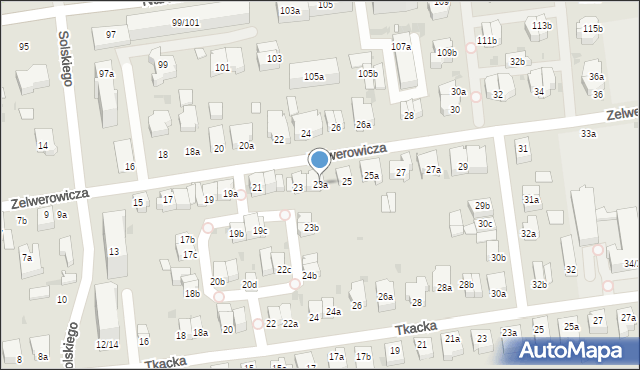 Łódź, Zelwerowicza Aleksandra, 23a, mapa Łodzi