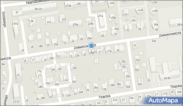 Łódź, Zelwerowicza Aleksandra, 25a, mapa Łodzi