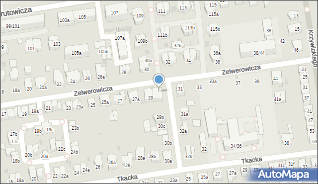 Łódź, Zelwerowicza Aleksandra, 29a, mapa Łodzi