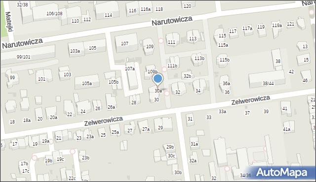 Łódź, Zelwerowicza Aleksandra, 30a, mapa Łodzi