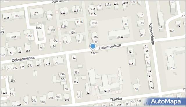 Łódź, Zelwerowicza Aleksandra, 33a, mapa Łodzi