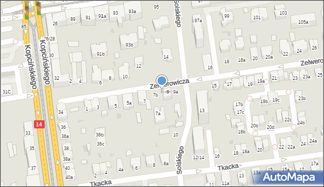 Łódź, Zelwerowicza Aleksandra, 7c, mapa Łodzi