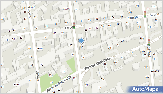 Łódź, Żeromskiego Stefana, 66, mapa Łodzi