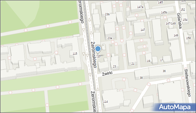 Łódź, Żeromskiego Stefana, 110, mapa Łodzi