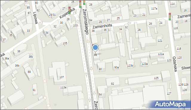 Łódź, Żeromskiego Stefana, 88, mapa Łodzi