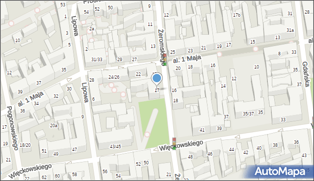Łódź, Żeromskiego Stefana, 17, mapa Łodzi