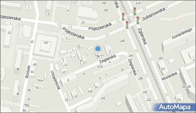 Łódź, Żeglarska, 5a, mapa Łodzi