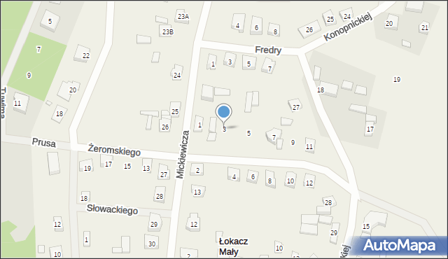 Łokacz Mały, Żeromskiego Stefana, 3, mapa Łokacz Mały