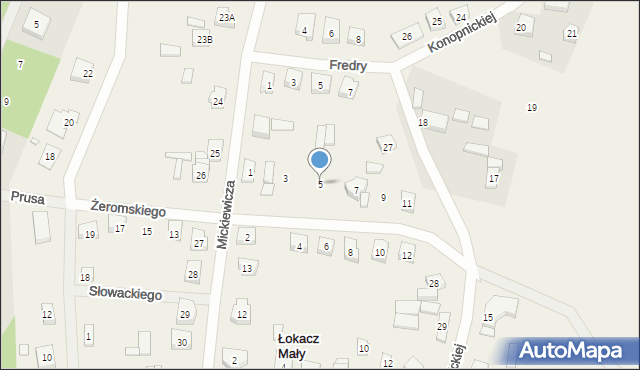 Łokacz Mały, Żeromskiego Stefana, 5, mapa Łokacz Mały