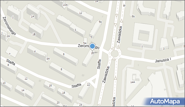 Łomża, Żeromskiego Stefana, 10, mapa Łomży