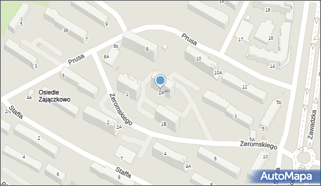 Łomża, Żeromskiego Stefana, 1A, mapa Łomży