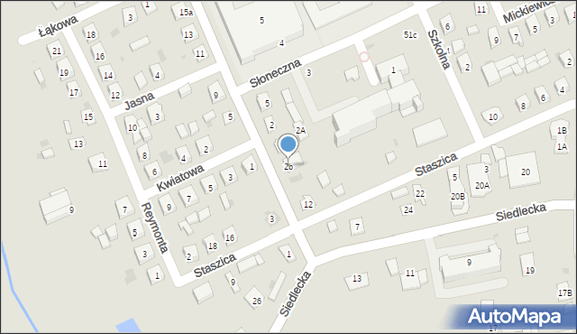 Łosice, Żeromskiego Stefana, 2b, mapa Łosice