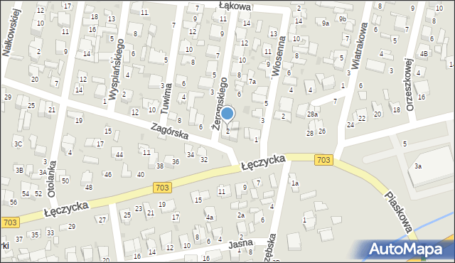 Łowicz, Żeromskiego Stefana, 2, mapa Łowicza