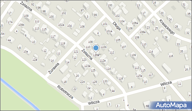 Lublin, Żelazna, 110a, mapa Lublina