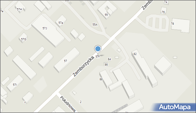 Lublin, Zemborzycka, 57f, mapa Lublina
