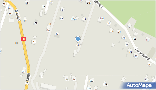 Maków Podhalański, Żeromskiego Stefana, 14b, mapa Maków Podhalański