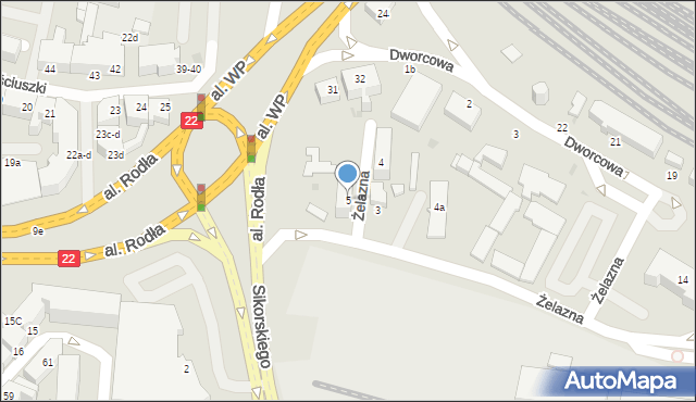 Malbork, Żelazna, 5, mapa Malborka