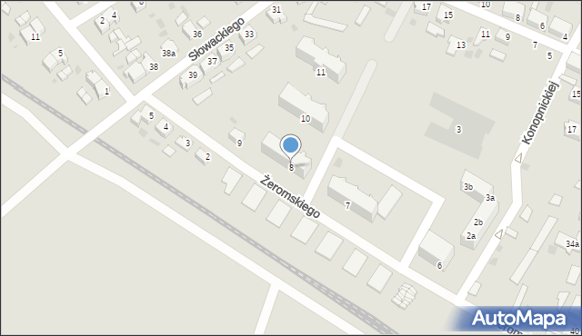 Małomice, Żeromskiego Stefana, 8, mapa Małomice