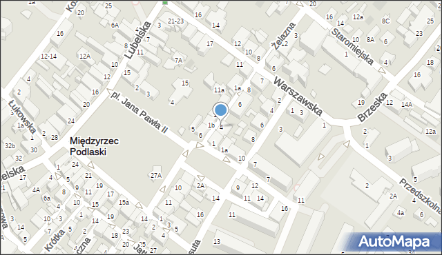Międzyrzec Podlaski, Żelazna, 4, mapa Międzyrzec Podlaski