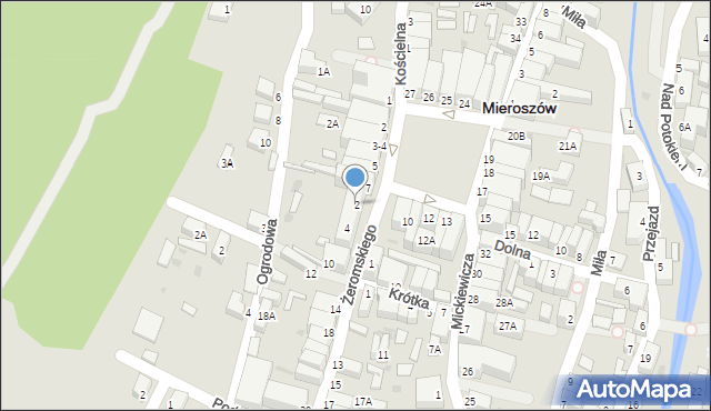 Mieroszów, Żeromskiego Stefana, 2, mapa Mieroszów