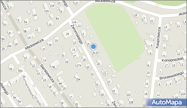 Nysa, Żeromskiego Stefana, 17, mapa Nysy