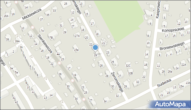 Nysa, Żeromskiego Stefana, 24, mapa Nysy