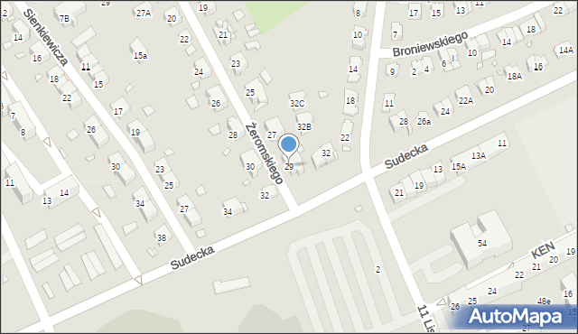 Nysa, Żeromskiego Stefana, 29, mapa Nysy