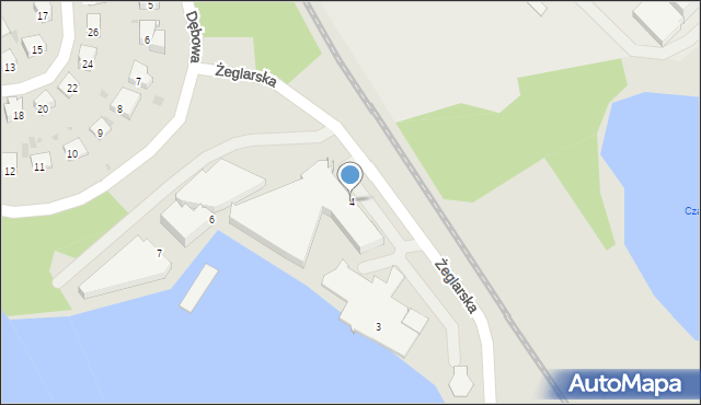 Olsztyn, Żeglarska, 4, mapa Olsztyna