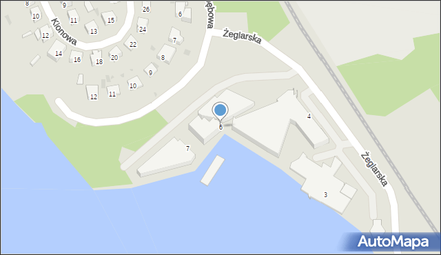 Olsztyn, Żeglarska, 6, mapa Olsztyna