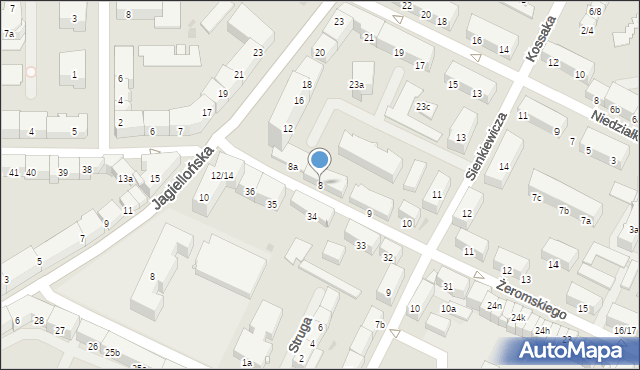 Olsztyn, Żeromskiego Stefana, 8, mapa Olsztyna