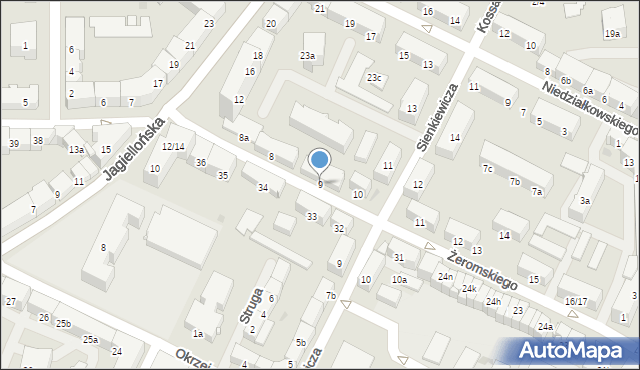 Olsztyn, Żeromskiego Stefana, 9, mapa Olsztyna