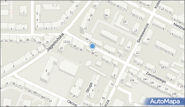 Olsztyn, Żeromskiego Stefana, 34, mapa Olsztyna