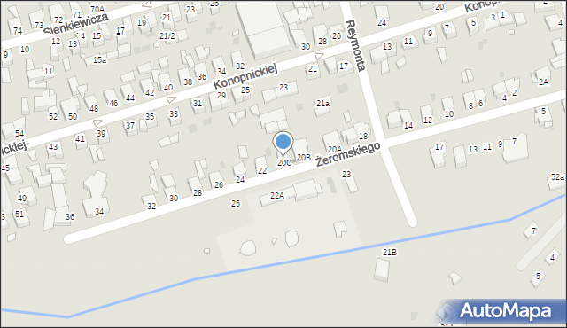 Opalenica, Żeromskiego Stefana, 20C, mapa Opalenica
