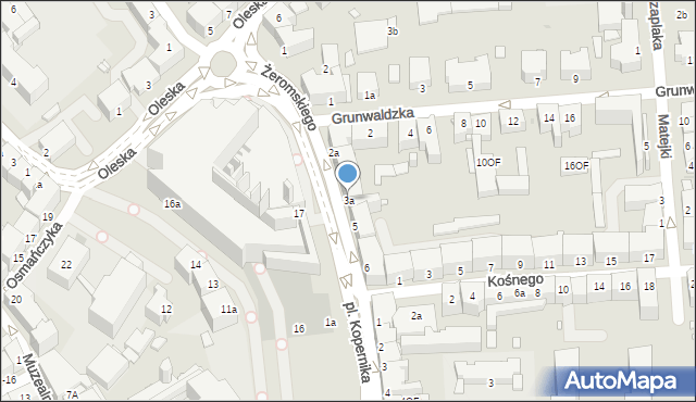 Opole, Żeromskiego Stefana, 3a, mapa Opola