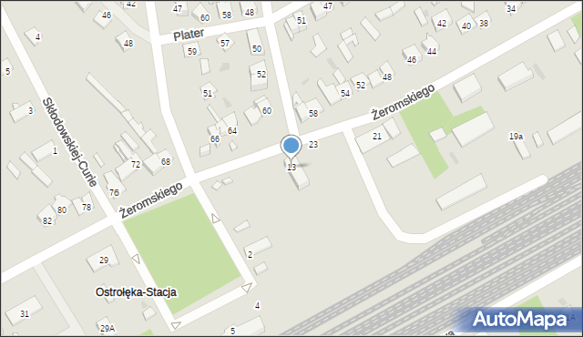 Ostrołęka, Żeromskiego Stefana, 13, mapa Ostrołęka