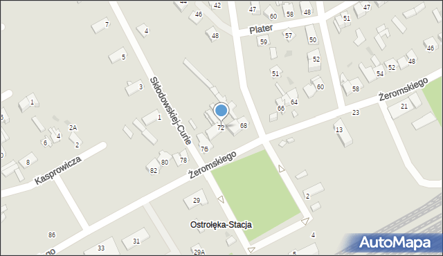 Ostrołęka, Żeromskiego Stefana, 72, mapa Ostrołęka