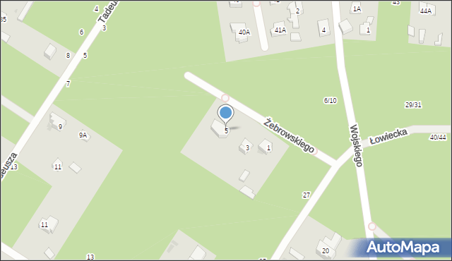 Otwock, Żebrowskiego Stanisława, ks., 5, mapa Otwock