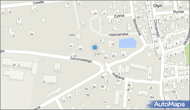 Otyń, Żeromskiego Stefana, 2, mapa Otyń