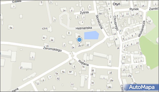 Otyń, Żeromskiego Stefana, 2b, mapa Otyń