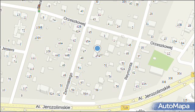 Piastów, Żeromskiego Stefana, 47A, mapa Piastów