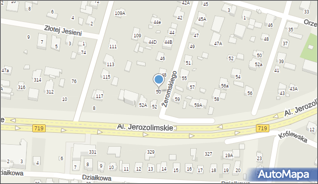 Piastów, Żeromskiego Stefana, 50, mapa Piastów