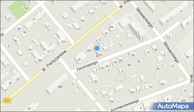 Puławy, Żeromskiego Stefana, 1a, mapa Puław