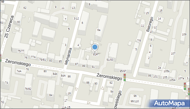 Radom, Żeromskiego Stefana, 91A, mapa Radomia