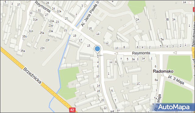 Radomsko, Żeromskiego Stefana, 2, mapa Radomsko