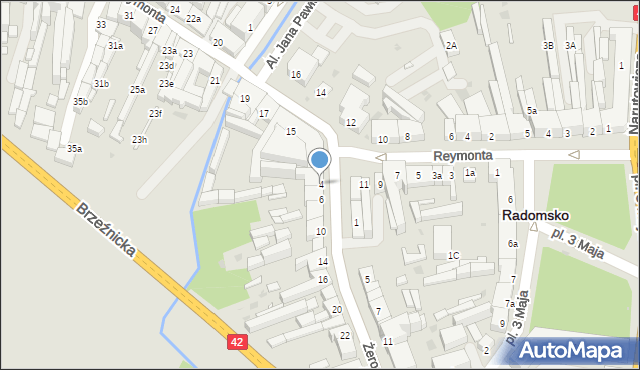 Radomsko, Żeromskiego Stefana, 4, mapa Radomsko