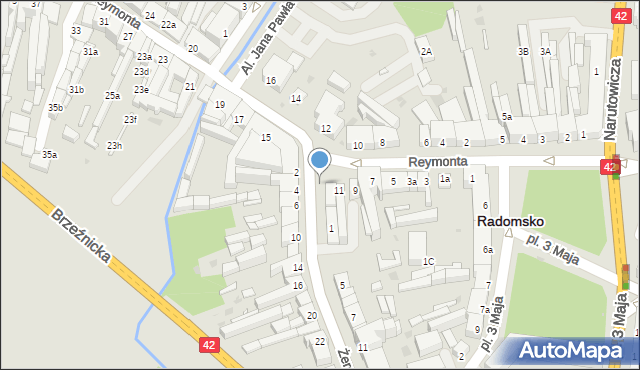 Radomsko, Żeromskiego Stefana, 4a, mapa Radomsko