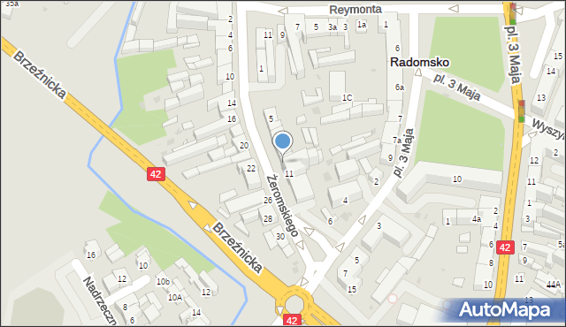 Radomsko, Żeromskiego Stefana, 9, mapa Radomsko