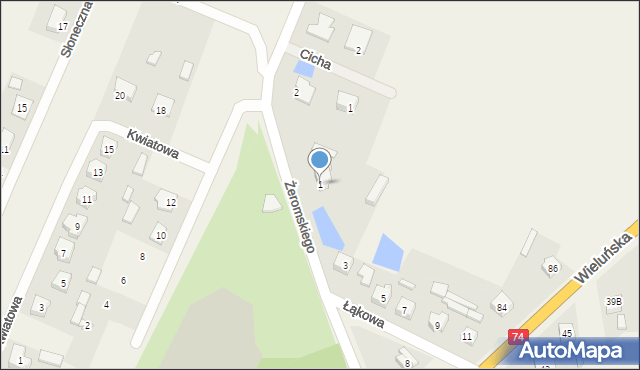 Rusiec, Żeromskiego Stefana, 1, mapa Rusiec