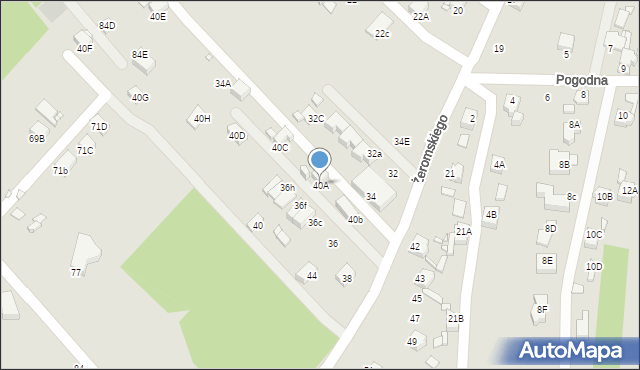 Rybnik, Żeromskiego Stefana, 40A, mapa Rybnika